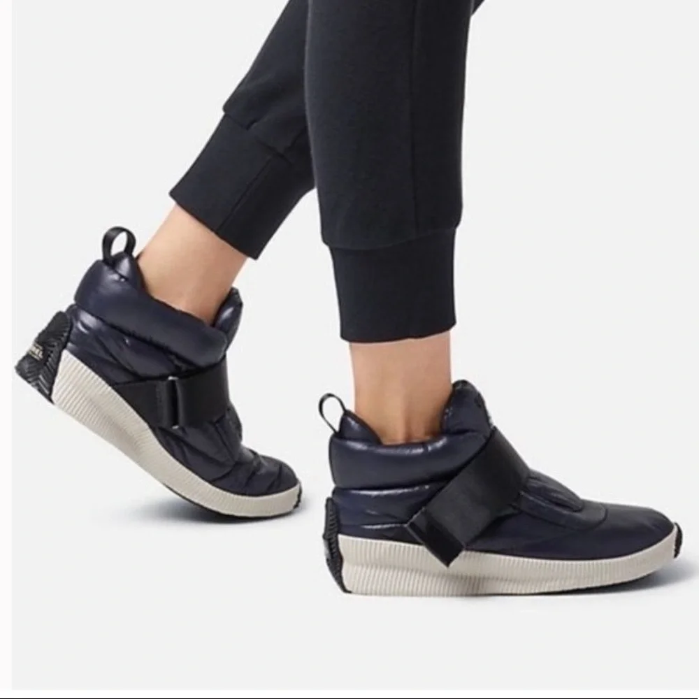 Sorel Out and About Puffy Sneakers in Navy Blue | 7